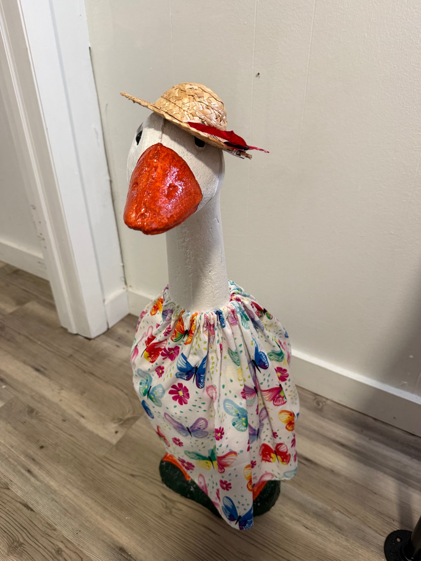 Rainbow Butterfly print outfit with Butterfly Straw Hat.
