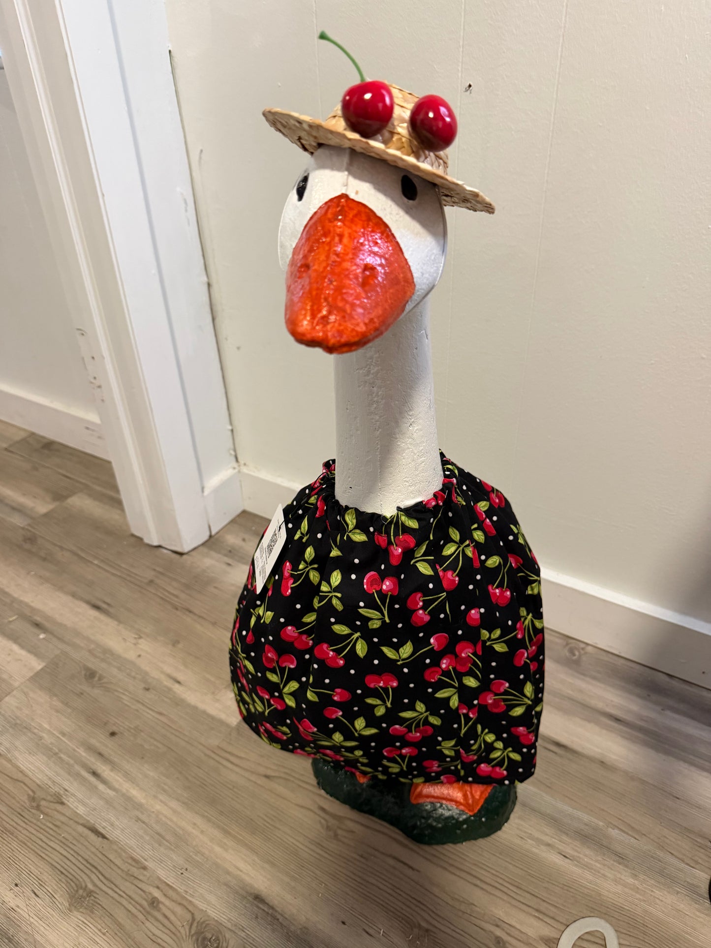 Cherry print outfit with Cherry Straw Hat.