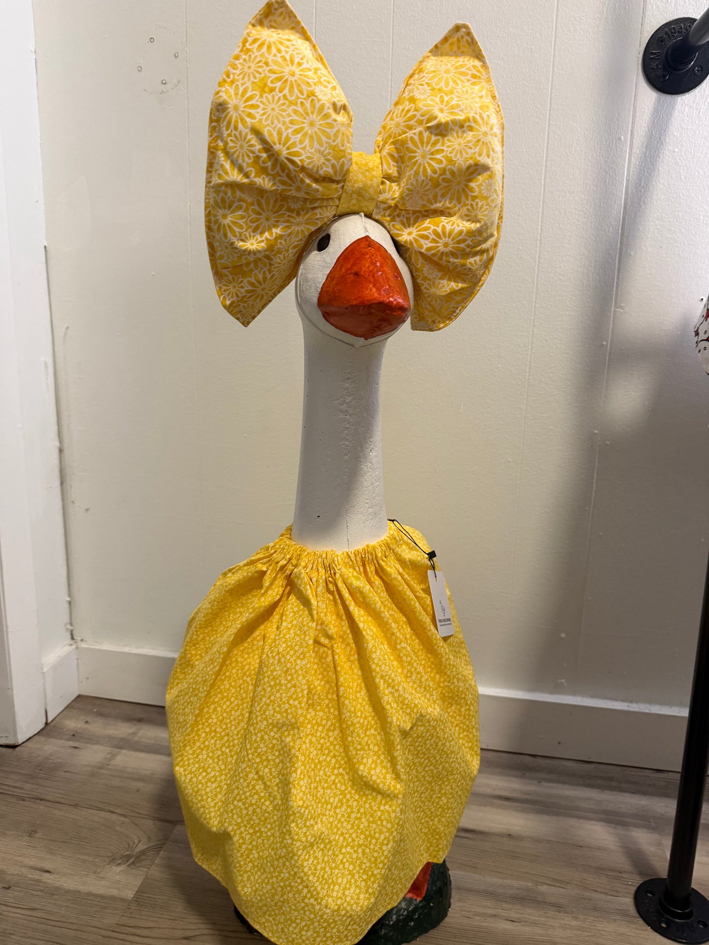 Yellow mini Floral print outfit with Big Yellow Flower print bow.