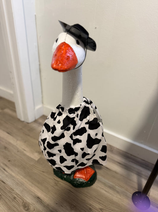 Black Cow Print outfit with Cowboy Hat.