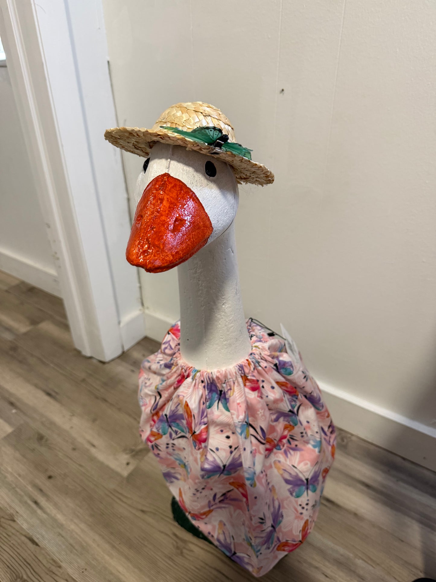 Pink Butterfly print outfit with Butterfly Straw Hat.