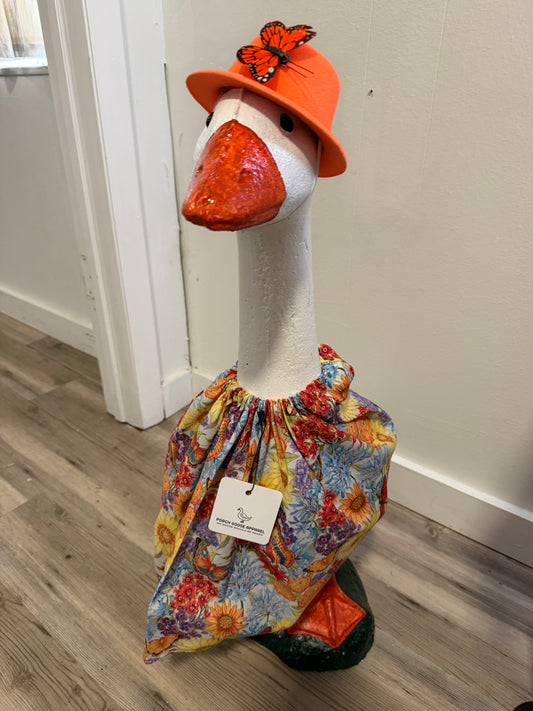 Butterfly Wildflower print outfit with Butterfly Orange Top Hat.