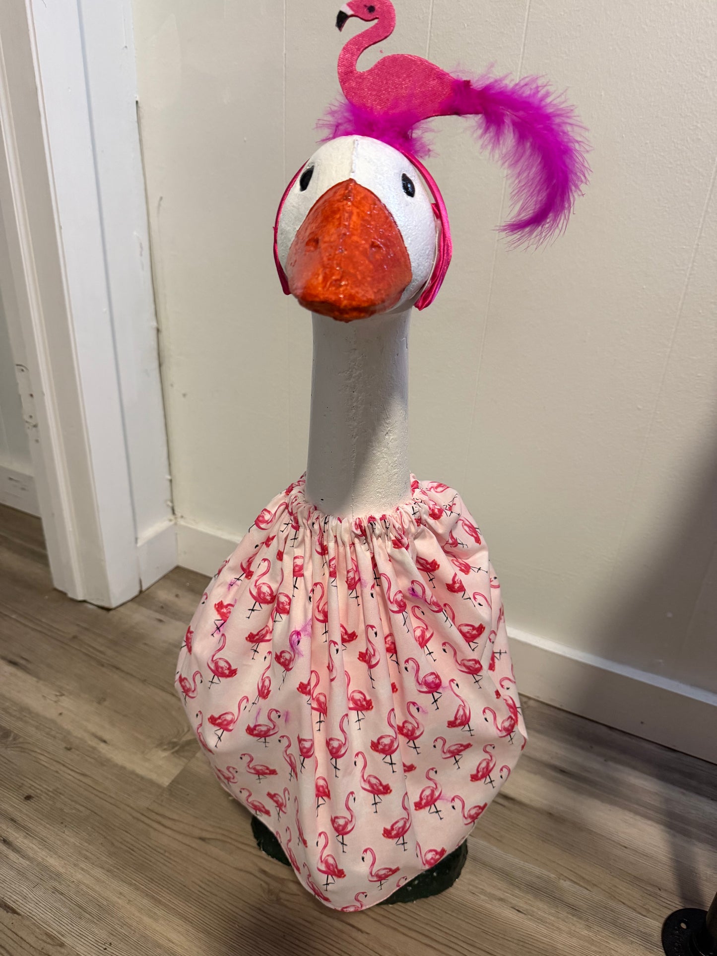 Flamingo Print with Flamingo headband.