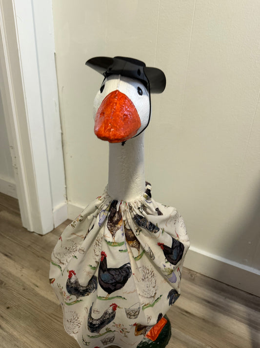 Chicken print outfit with Cowboy Hat.